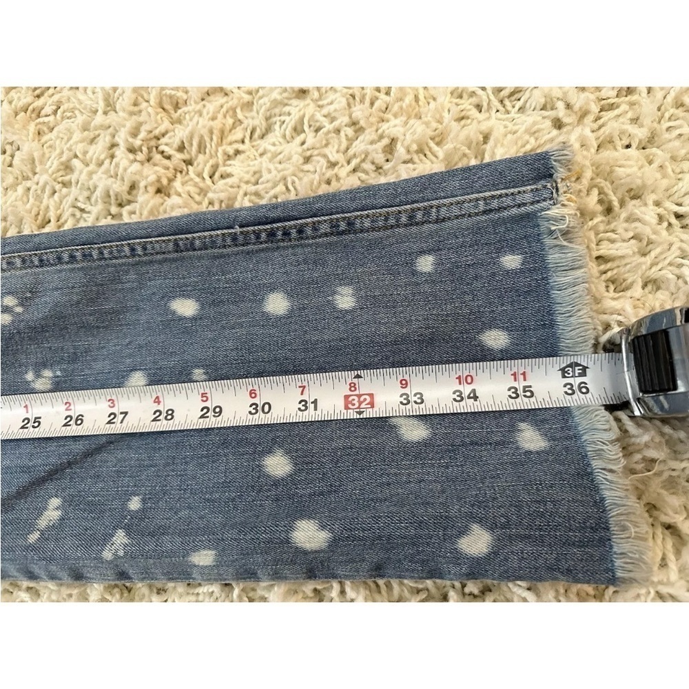 Free People Jeans Raw Waistband Bleach Spot Mid Rise Crop Bootcut Size 27 - Picture 10 of 11